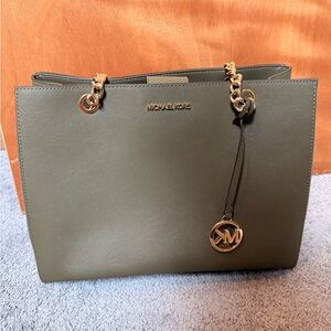 Michael Kors Sage Green Tote with Gold Accents